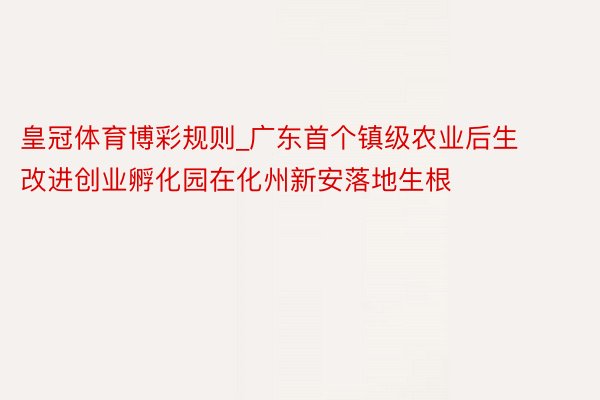 皇冠体育博彩规则_广东首个镇级农业后生改进创业孵化园在化州新安落地生根