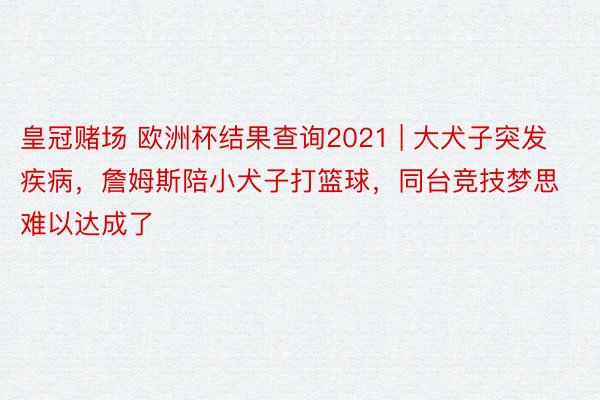 皇冠赌场 欧洲杯结果查询2021 | 大犬子突发疾病，詹姆斯陪小犬子打篮球，同台竞技梦思难以达成了