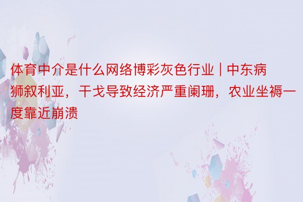 体育中介是什么网络博彩灰色行业 | 中东病狮叙利亚，干戈导致经济严重阑珊，农业坐褥一度靠近崩溃