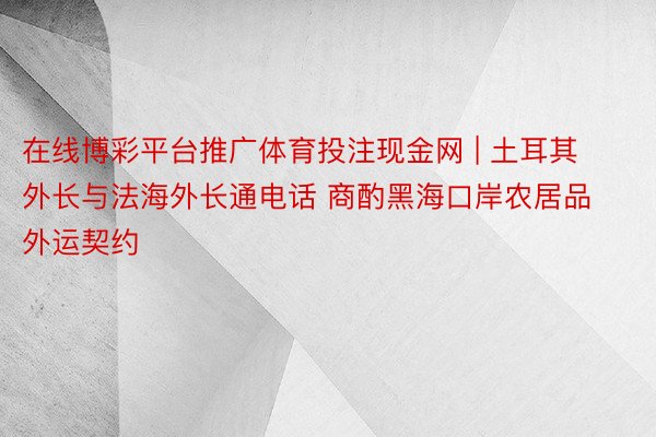 在线博彩平台推广体育投注现金网 | 土耳其外长与法海外长通电话 商酌黑海口岸农居品外运契约