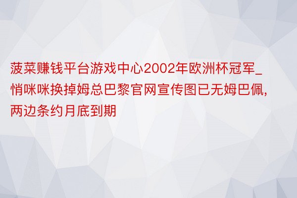 菠菜赚钱平台游戏中心2002年欧洲杯冠军_悄咪咪换掉姆总巴黎官网宣传图已无姆巴佩, 两边条约月底到期