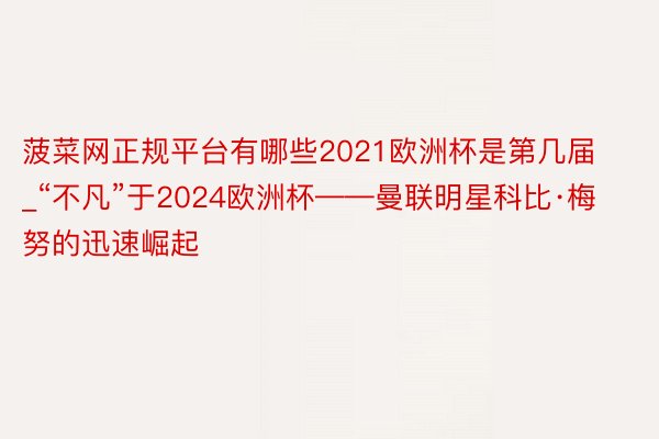 菠菜网正规平台有哪些2021欧洲杯是第几届_“不凡”于2024欧洲杯——曼联明星科比·梅努的迅速崛起