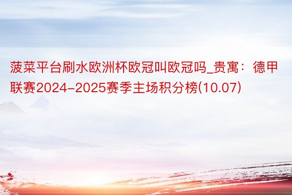 菠菜平台刷水欧洲杯欧冠叫欧冠吗_贵寓：德甲联赛2024-2025赛季主场积分榜(10.07)